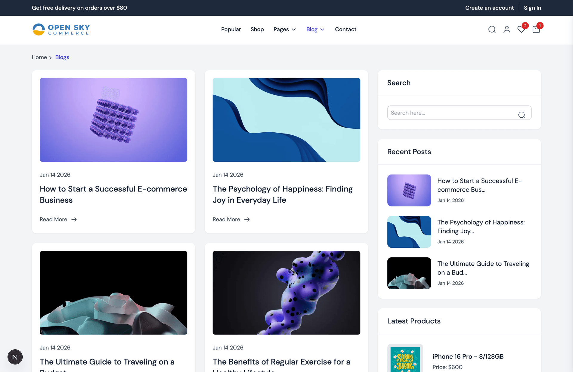 Blog grid with sidebar