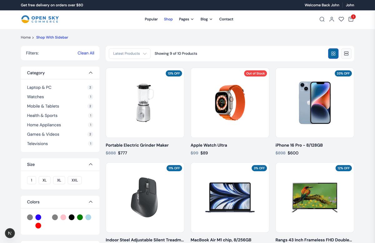 Shop With Sidebar