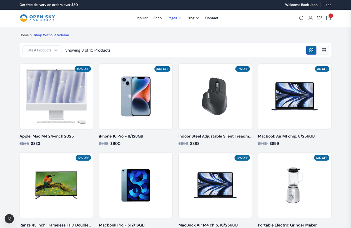 Shop Without Sidebar