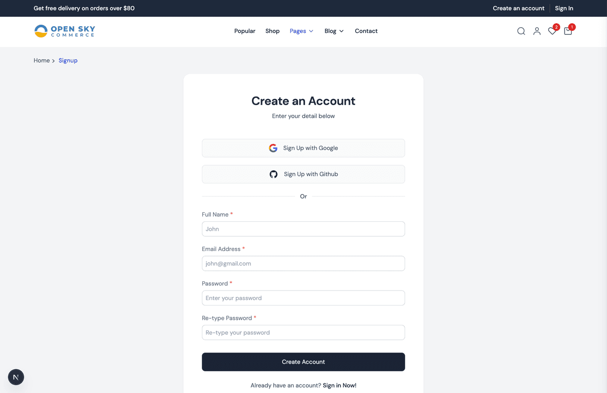 Sign Up